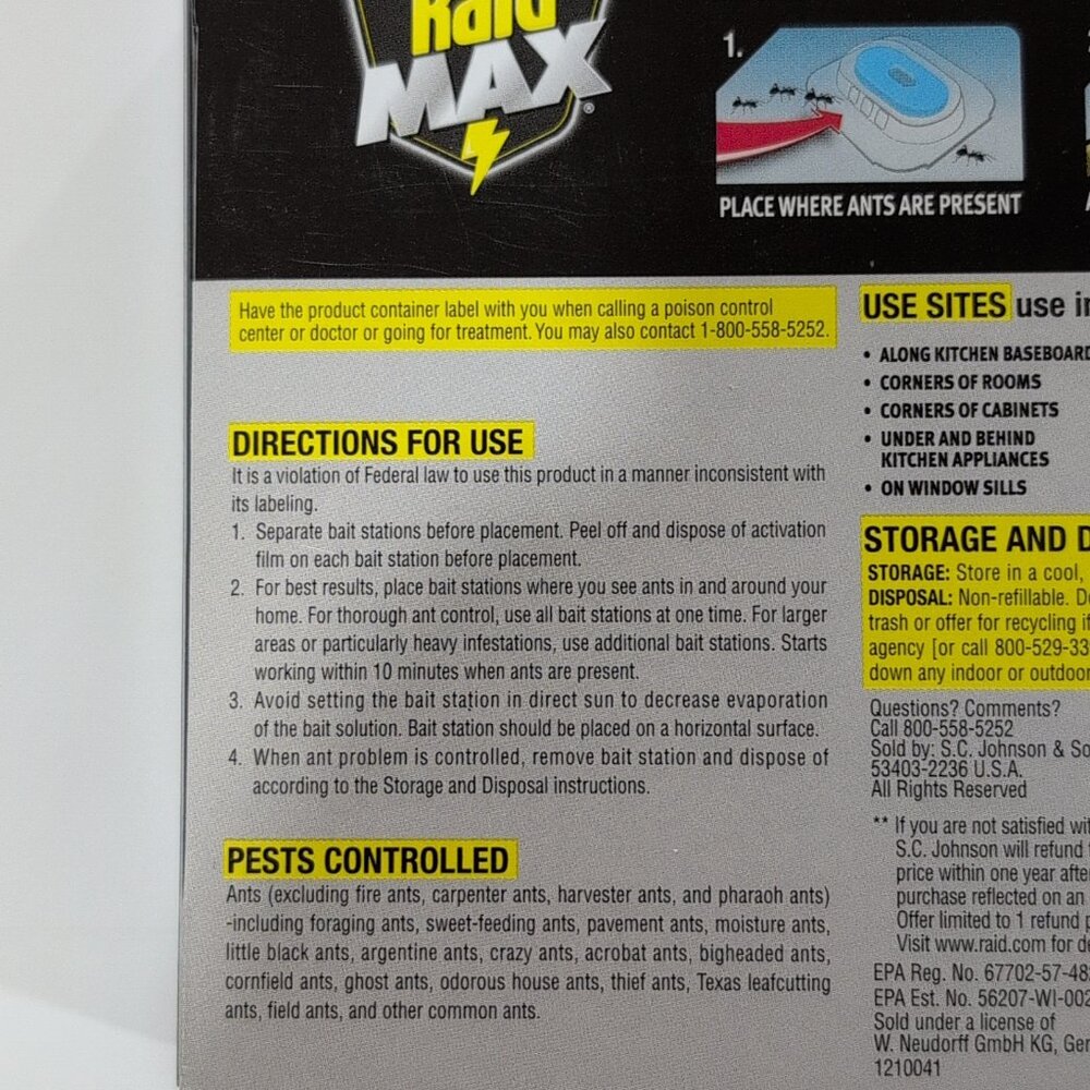 NWT SCJohnson Raid Max Liquid Ant Bait Trap Stations Outdoor/Indoor Home 8 Pack - Picture 3 of 4